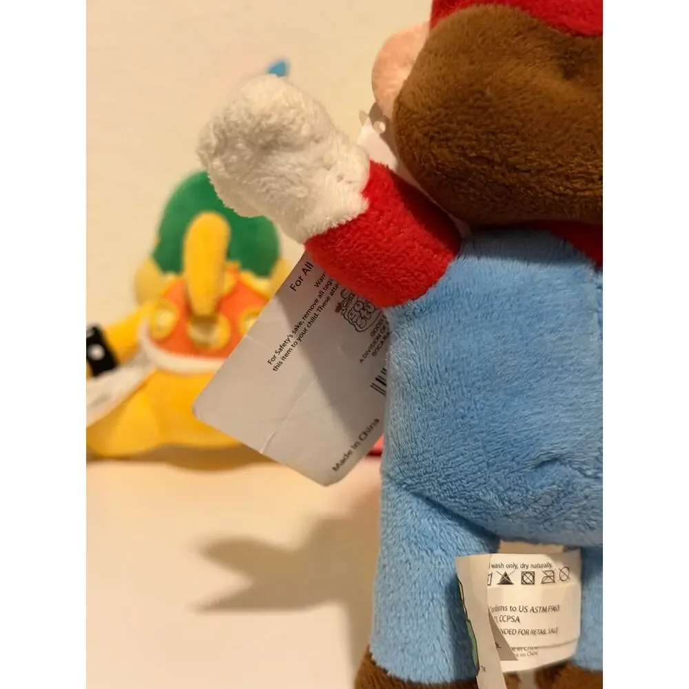 Super Mario Bros Nintendo Stuffed Plush Lot of 5 Mario Yoshi Lemmy Koopa peaches